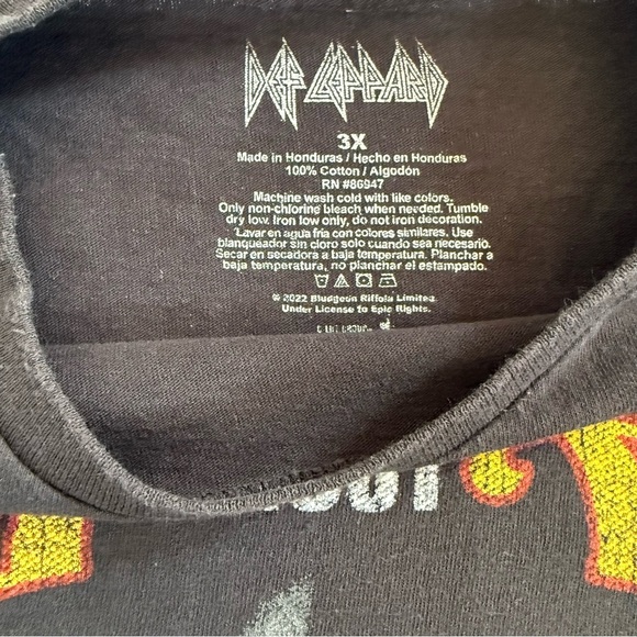 Def Leppard Graphic T-Shirt 1981 Tour Size 3X - Picture 4 of 5